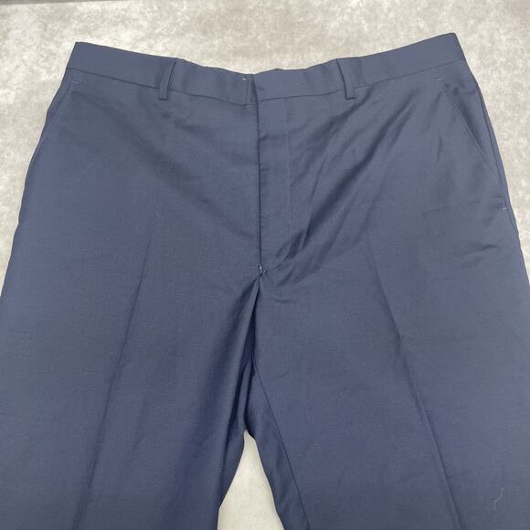 Joseph Jos A Bank Mens 36Wx38L Slim Fit Wool Navy Dress Pants Flat Front No Hem - Picture 3 of 8